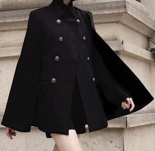 Manteau rétro noir style cape pour femme manteau retro noir style cape pour femme