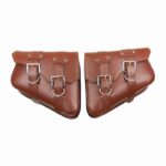 Sacoche de moto en imitation cuir vintage 2 pièces marron. Bonne qualité et très à la mode