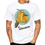 T-Shirt Vintage Vespa pour homme, couleur blanc avec motif