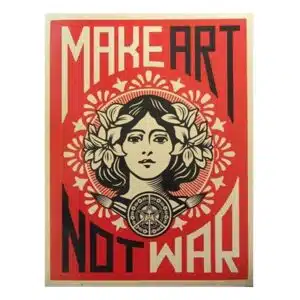 Affiche vintage "make art not war", bonne qualité