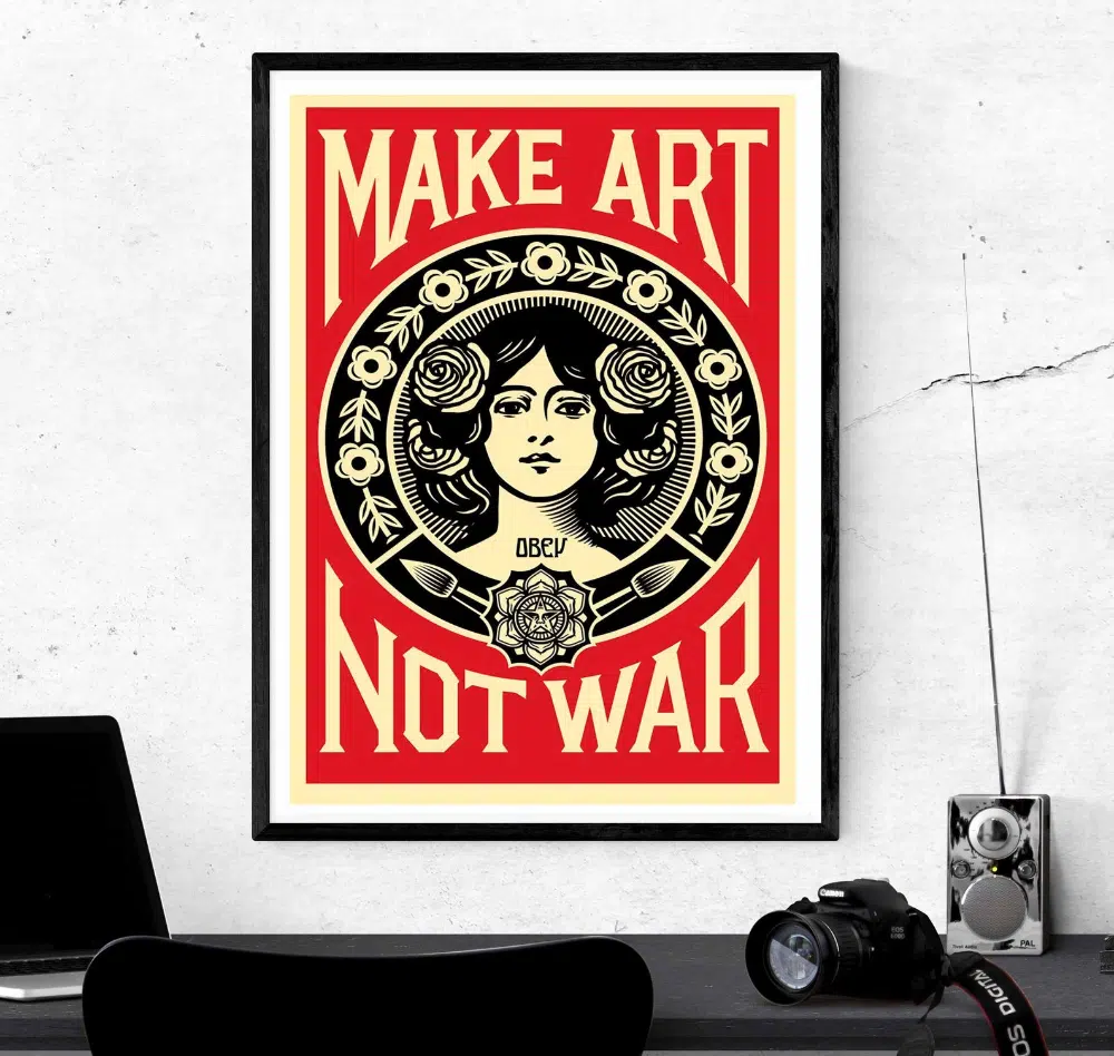 Affiche vintage "make art not war" affiche vintage make art not war