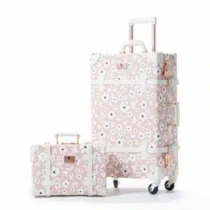 Ensemble de bagages élégants deux pièces vintage rose très à la mode. Bonne qualité