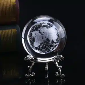 Globe verre terrestre cristal ornement vintage, très bonne qualité