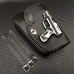Sacoche de selle vintage pour moto avec logo pistolet, couleur noir, bo,,e qualité