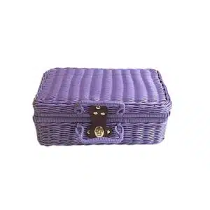 Valise en rotin vintage tissée main violette, bonne qualité à la mode
