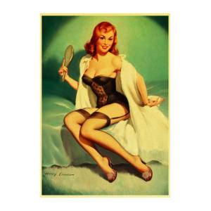 Affiche Pin-up vintage en papier Kraft "BRUSH MY HAIR". Bonne qualité et très original