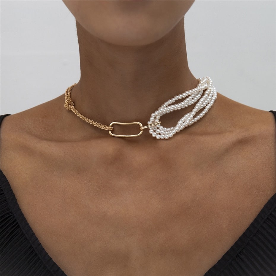 Collier en chaîne et perles vintage pour femme collier en chaine et perles vintage pour femme