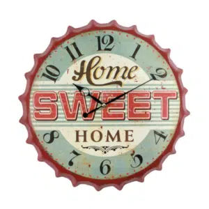 Horloge 3D en fer rétro capsule de bouteille « HOME SWEET HOME », bonne qualité et original