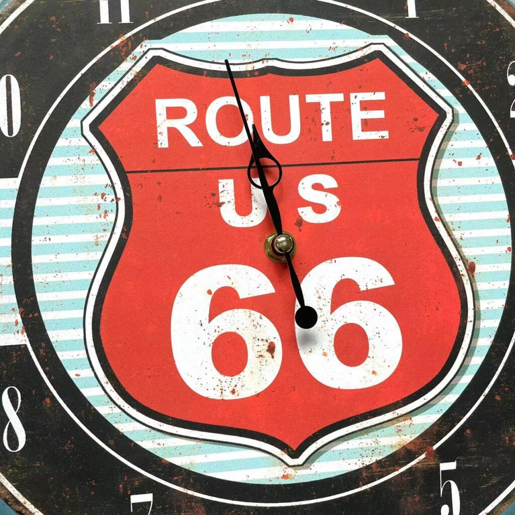 Horloge 3D en fer rétro capsule de bouteille « ROUTE US 66 » horloge 3d en fer retro capsule de bouteille route us 66 2