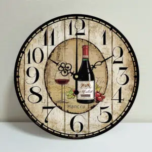 Horloge murale rétro bouteille de vin rouge, bonne qualité, à la mode