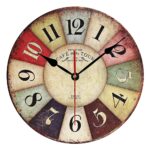 Horloge murale vintage en bois multicolore, bonne qualité multicolore