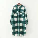 Manteau long type chemise vintage à carreaux pour femme, bonne qualité et à la mode