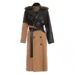 Manteau trench vintage en jersey et simili cuir pour femme. Bonne qualité et très tendance.