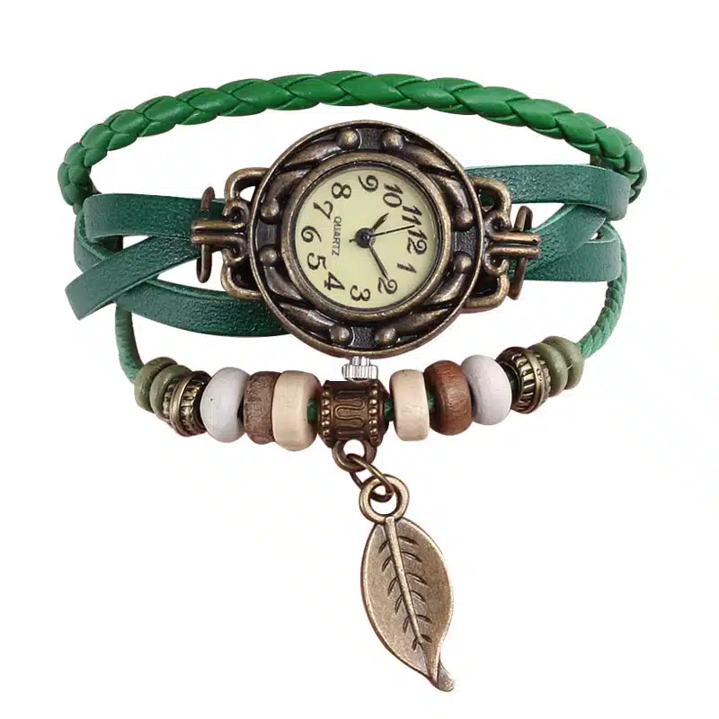 Montre à quartz vintage bracelet en simili cuir pour femme, très à la mode, bonne qualité