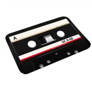 Paillasson déco imprimé cassette audio vintage 40 x 60 cm. Bonne qualité et très original.