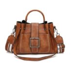 Petit sac à main type cartable à bandoulière vintage pour femme, couleurs marron à la mode