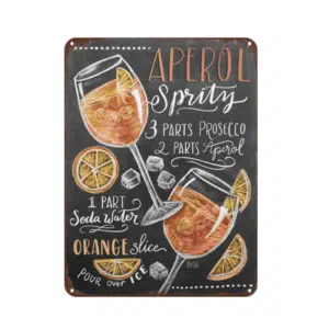 Plaque vintage en métal cocktail « Aperol Spritz », bonne qualité et original.