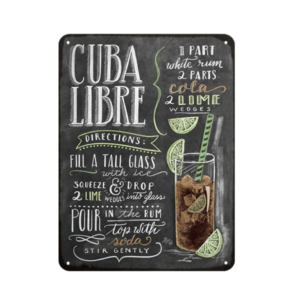 Plaque vintage en métal cocktail « Cuba Libre », bonne qualité