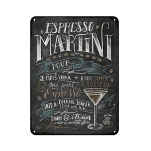 Plaque vintage en métal cocktail « Expresso Martini », bonne qualité