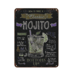 Plaque vintage en métal cocktail « Mojito », bonne qualité