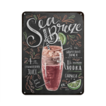 Plaque vintage en métal cocktail « Sea Breeze », bonne qualité