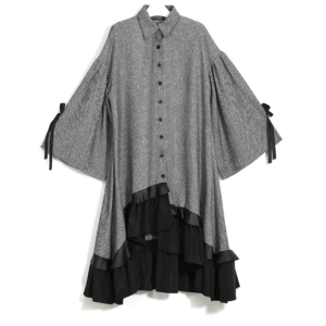 Robe rétro longue boutonnée à manches longues et froufrous, bonne qualité et à la mode