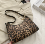 Sac à main d'épaule vintage en simili cuir à motif léopard, bonne qualité à la mode