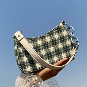 Sac d'épaule en tissu à carreaux vintage pour femme
