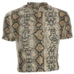 T-shirt crop top vintage imprimé serpent pour femme. Bonne qualité