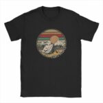 T-shirt noir en coton imprimé vintage pour homme, bonne qualité et à la mode