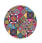 Tapis de sol rond rétro multicolore aux formes géométriques, très bonne qualité à la mode
