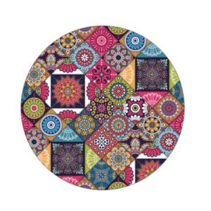 Tapis de sol rond rétro multicolore aux formes géométriques, très bonne qualité à la mode