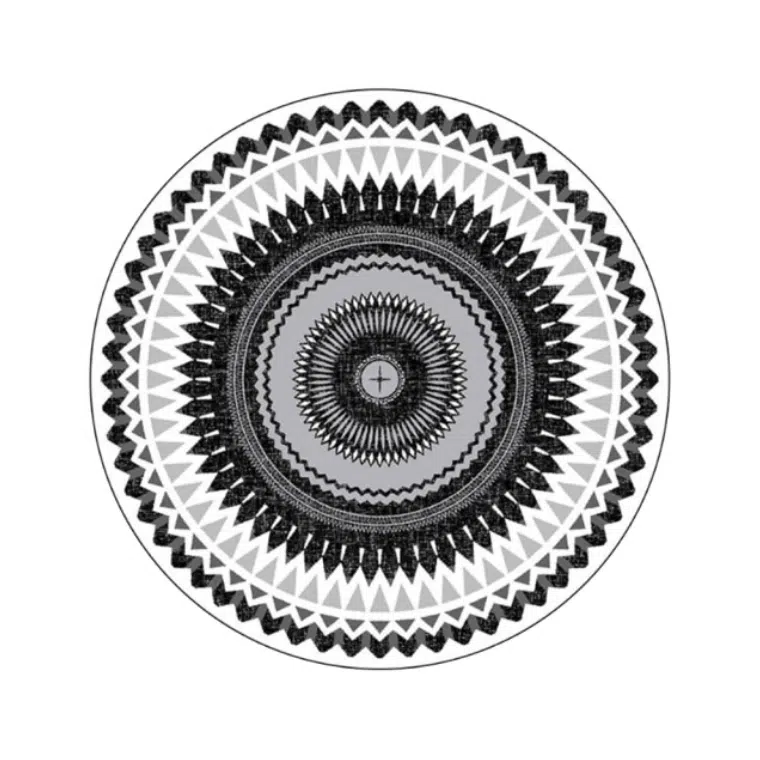 Tapis rond mandala vintage noir et blanc tapis rond motif geometrique tendance vintage 140cmx140cm 4