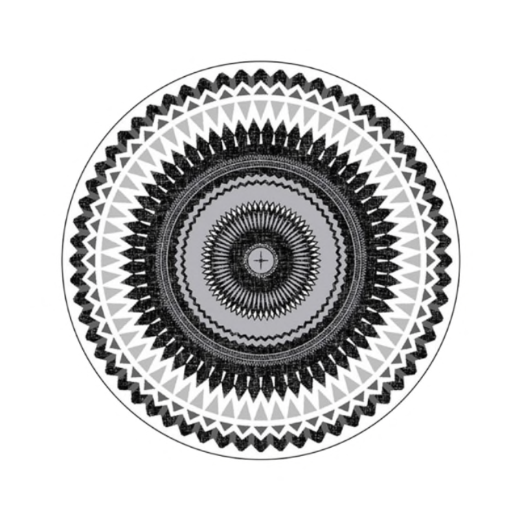 Tapis rond mandala vintage noir et blanc tapis rond motif geometrique tendance vintage 140cmx140cm 4