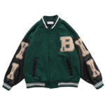 Veste bomber vintage pour homme, vert, noir et blanc. Bonne qualité et très à la mode.