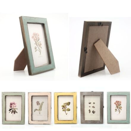 Cadre Photo Vintage Métal émail Jaune Floral 3x3 – Support Pivotant Rare