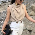 Chemise femme vintage et élégante pour l'été, bonne qualité et à la mode