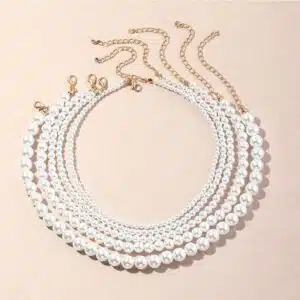 Collier vintage imitation perle blanc pour femme, bonne qualité et à la mode