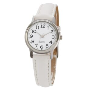 Montre classique vintage en couleur unie, blanc, bonne qualité et à la mode