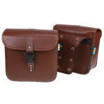 Sac vintage en imitation cuir pour moto couleur marron. Bonne qualité et très pratique