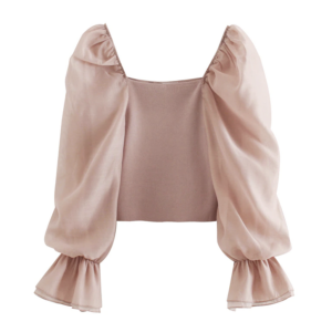 Top chic et rétro pour femme à manches longues bouffantes, bonne qualité et à la mode