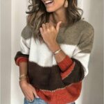 Pull vintage tricoté à rayures pour femme, bonne qualité et à la mode