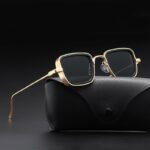 Lunettes de soleil carrées en métal avec monture large, bonne qualité et à la mode