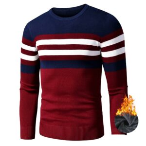 Pull polaire vintage pour homme avec 3 bande. Bonne qualité et très confortable.