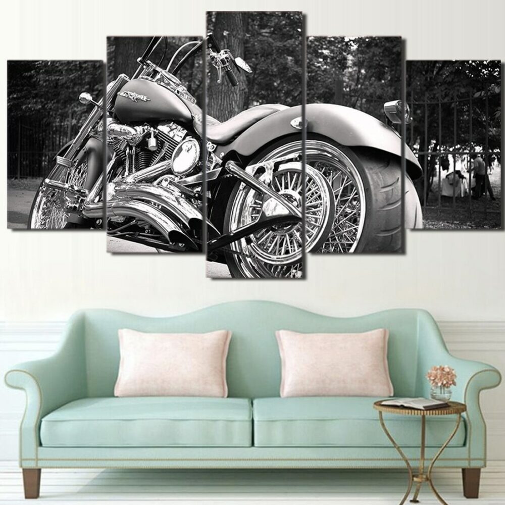 Tableau Harley Davidson Noir et Blanc, bonne qualité et à la mode, accrochait sur un mur