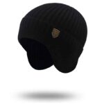 Bonnet mixte avec protection oreilles et logo, bonne qualité et à la mode