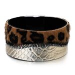 Bracelet vintage en cuir léopard, bonne qualité et à la mode