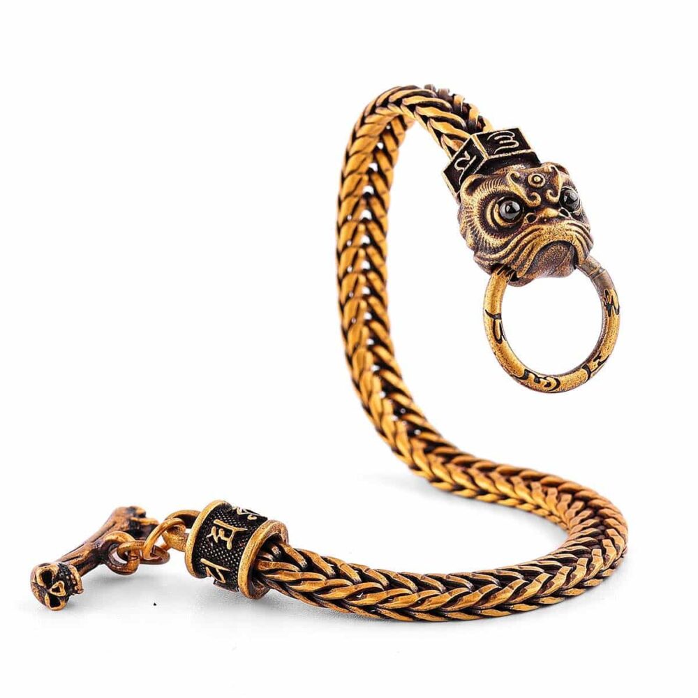 Bracelet vintage tête de lion, bonne qualité et à la mode