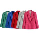 Blazer vintage à double boutonnage texturé pour femme, bonne qualité et à la mode, plusieurs couleurs différents
