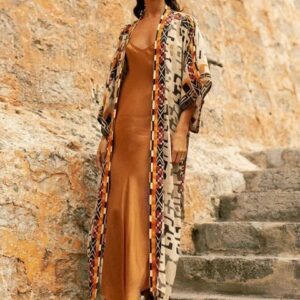 Robe kimono vintage élégante à ceinture pour femme, bonne qualité et à la mode